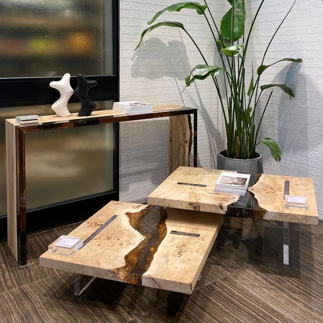 Низкий журнальный столик из массива дерева и смолы alcarol Undergrowth ARCH-00145404 - Вид №1