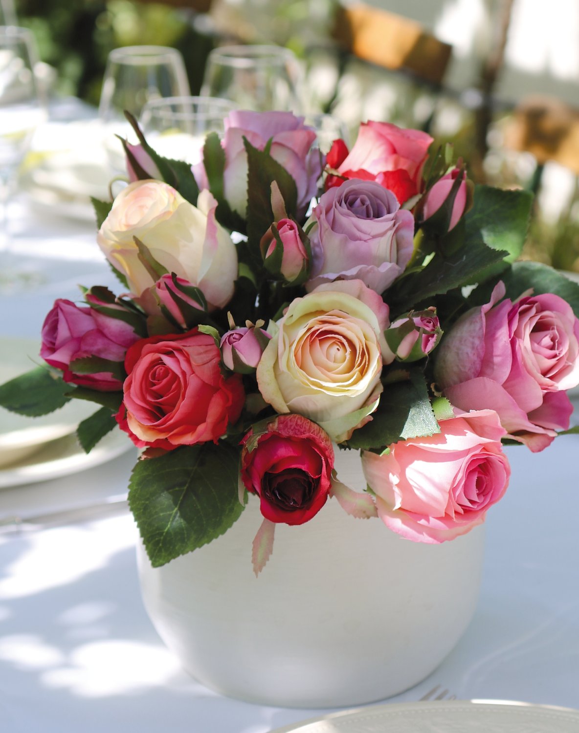 2613 507 a3 Искусственный букет из диких роз, 16-цветков, 28 см, розово-белый H-andreas  - Вид №1