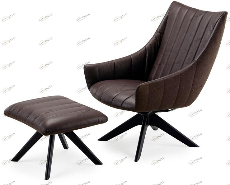 Freifrau Кресло на козелке в коже с подлокотниками Rubie sun-id-1456147