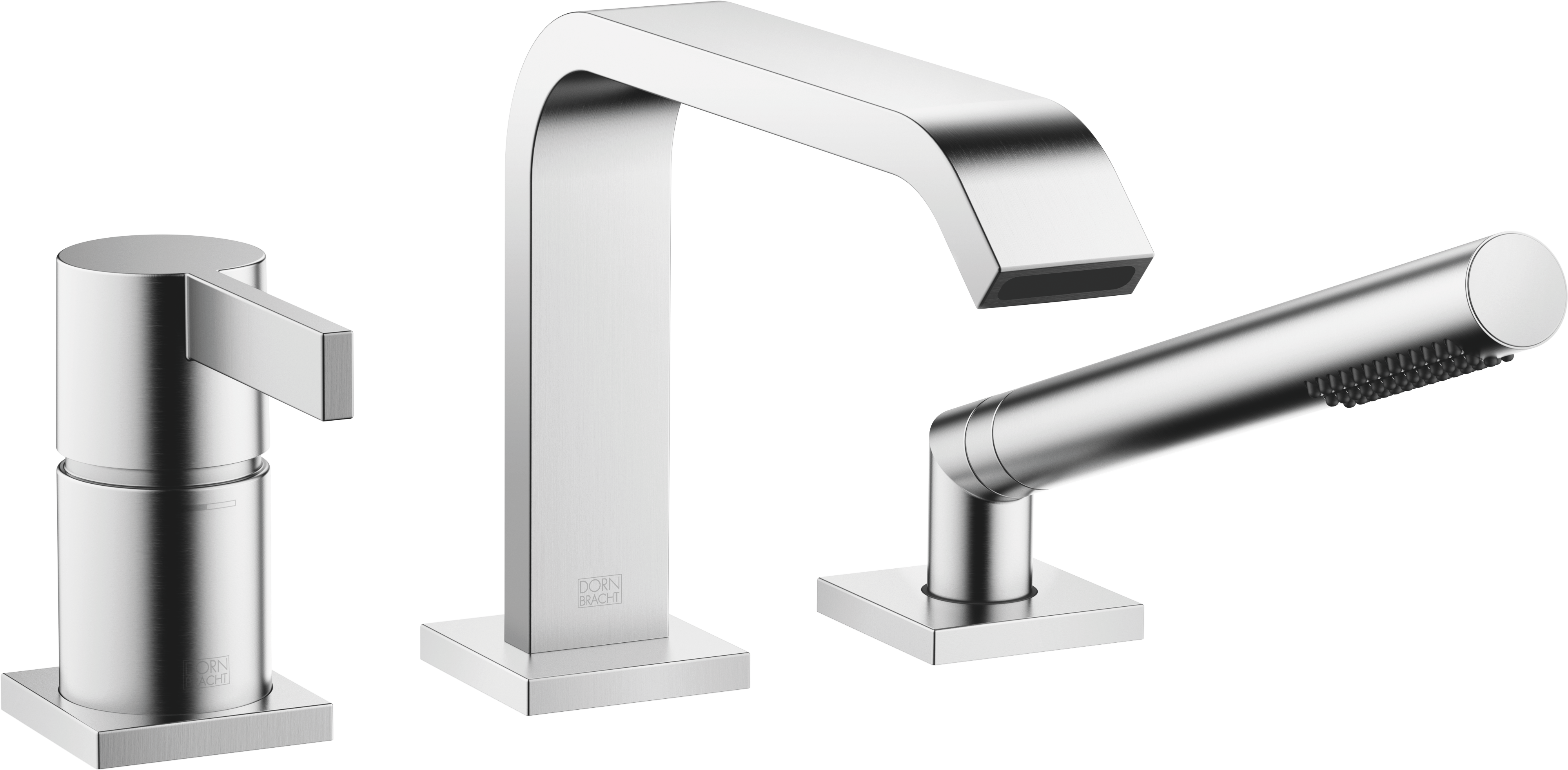 IMO Однорычажный смеситель для ванны на три отверстия, для установки на край ванны или на край плитки - Матовый хром