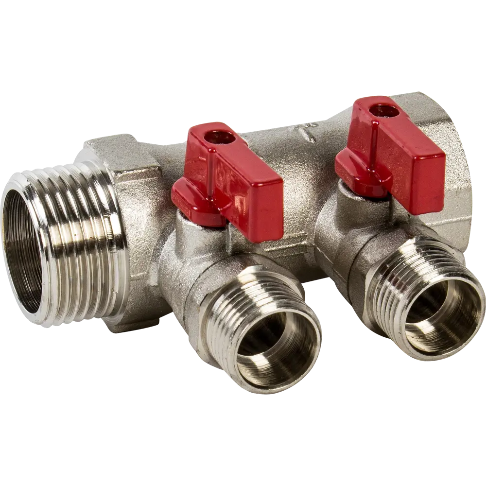 Коллектор с кранами и наружной резьбой Valtec на 2 выхода 1"x1/2" VTc.580.N.0602 STLM-2015153
