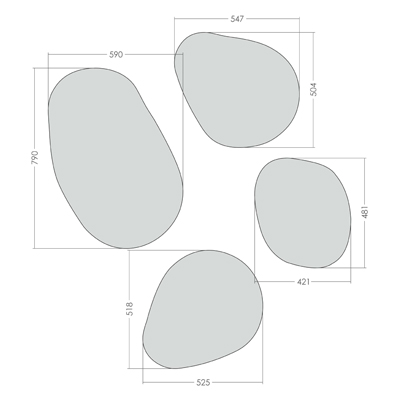 Комплект зеркал без рам "Фри", 4 штуки GRAUM ДИЗАЙНЕРСКИЕ 304124 Зеркальный  - Вид №2