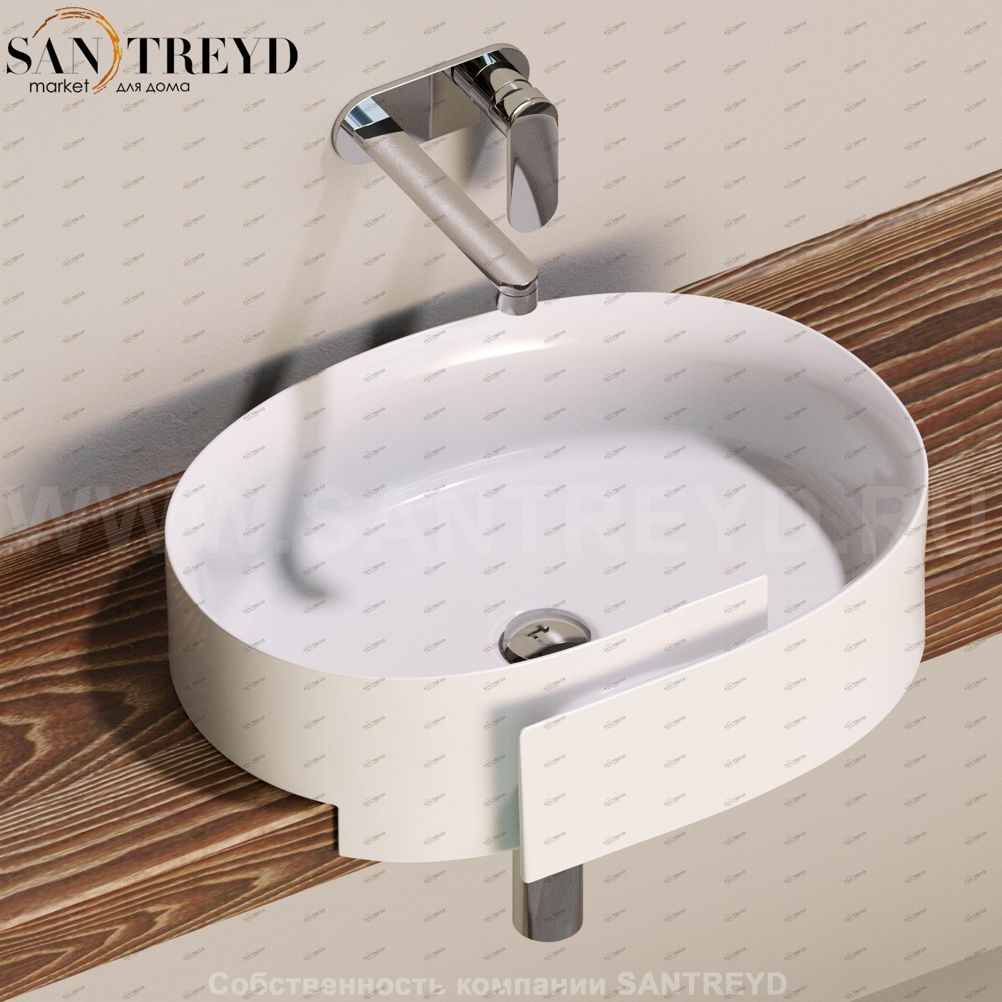 RL56S.9016 Полувстраиваемая раковина консольная 50 см белая Flaminia Roll Ceramica Flaminia RL56S9016