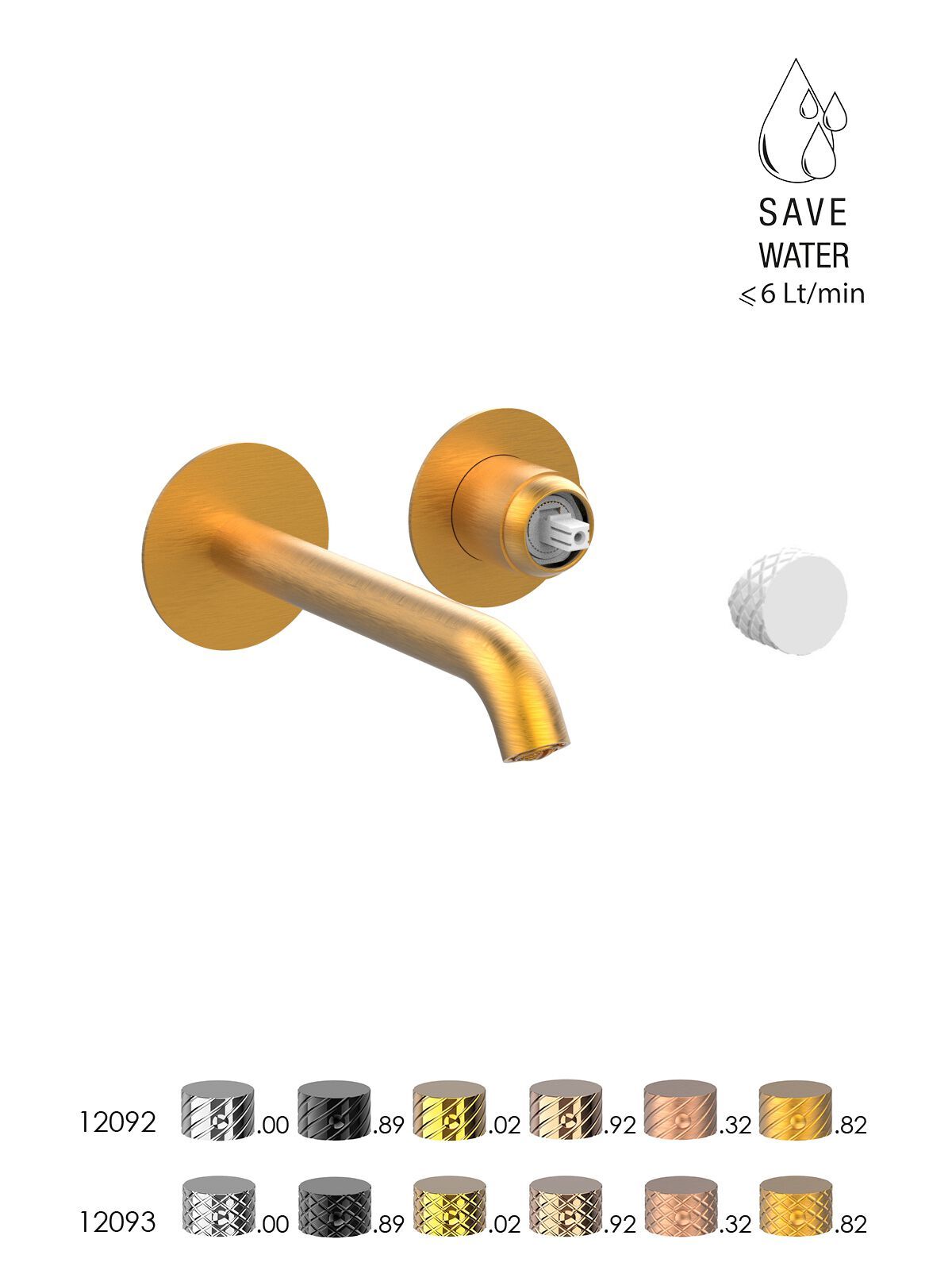 Настенный смеситель для раковины с 2 отверстиями и ограничителем расхода Rubinetterie Frattini Pepe XLS ARCH-00144539 - Вид №7