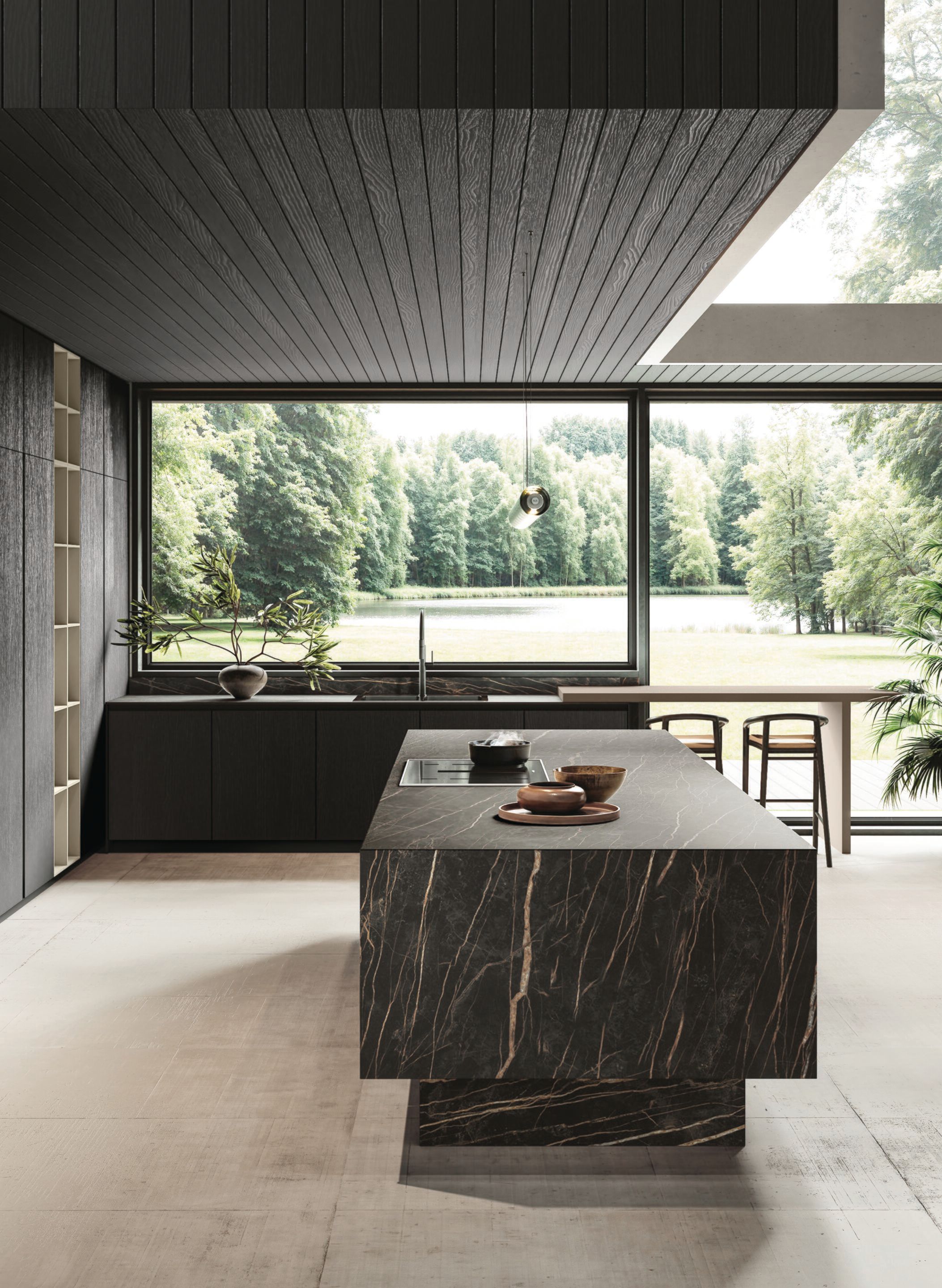 Встроенная кухня из Laminam® и стекла с островом Febal Casa Onda ARCH-00099934 - Вид №9