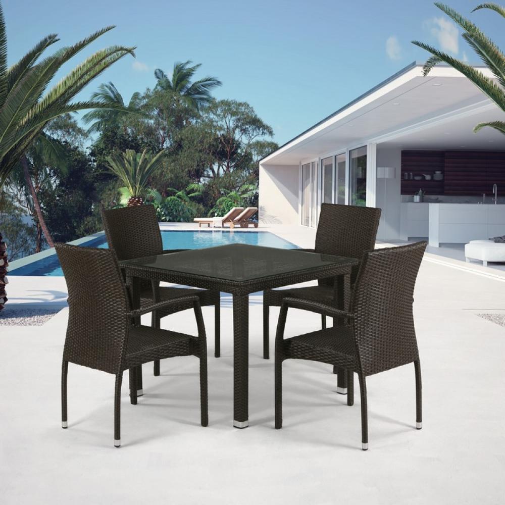 T257A/Y379A-W53 Brown 4Pcs Комплект плетеной мебели Afina 