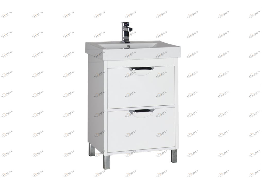 Тумба с раковиной Aquanet Гретта 60 белый (2 ящика) 0017701700169710