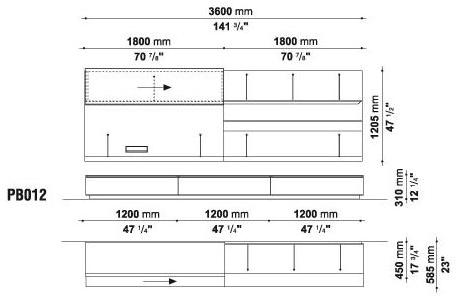 B&B Italia Модульная оборудованная стенка с подставкой под телевизор Pab sun-id-1512474 - Вид №27