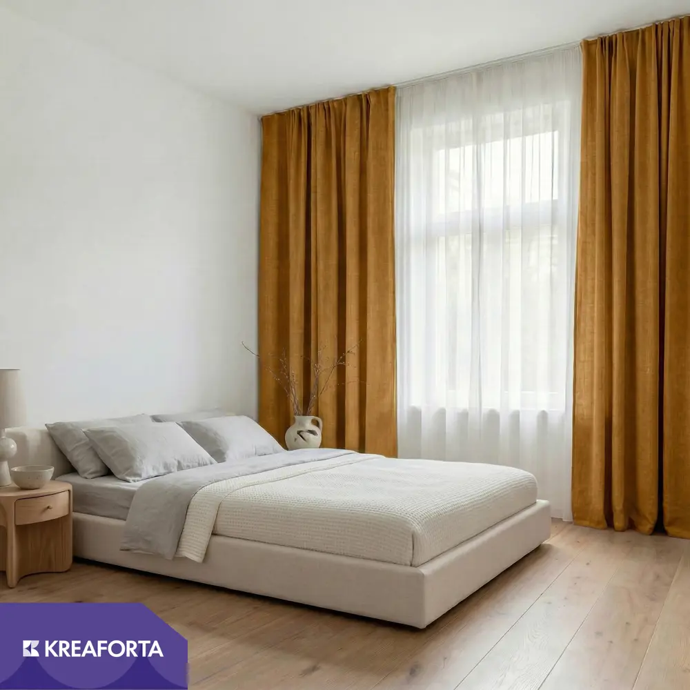 Штора на ленте со скрытыми петлями KREAFORTA Looks 200x260 см цвет темно-желтый STLM-2083643 - Вид №7