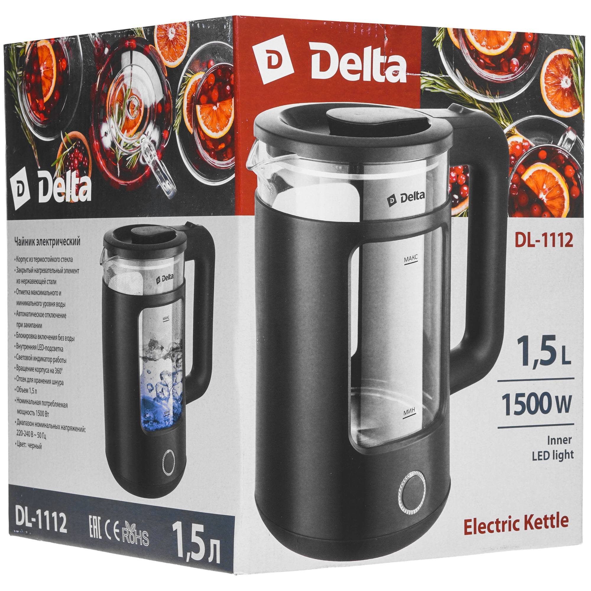 9211948 Электрочайник Delta DL-1112 черный STDN-0058619 - Вид №8