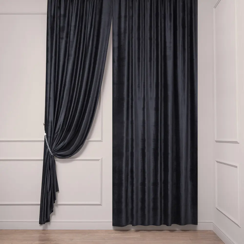 Ткань 1 п/м бархат Boschetto 300 см 340 г/м² цвет черный оникс TEX REPUBLIC STLM-2075296