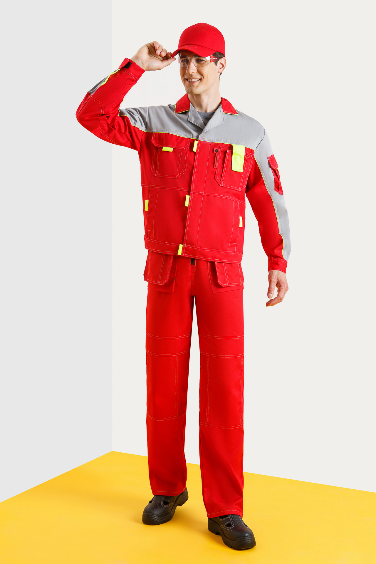 65320 Костюм "Профессионал-2" красный-светло-серый  Летняя спецодежда  размер 60-62/170-176  - Вид №8