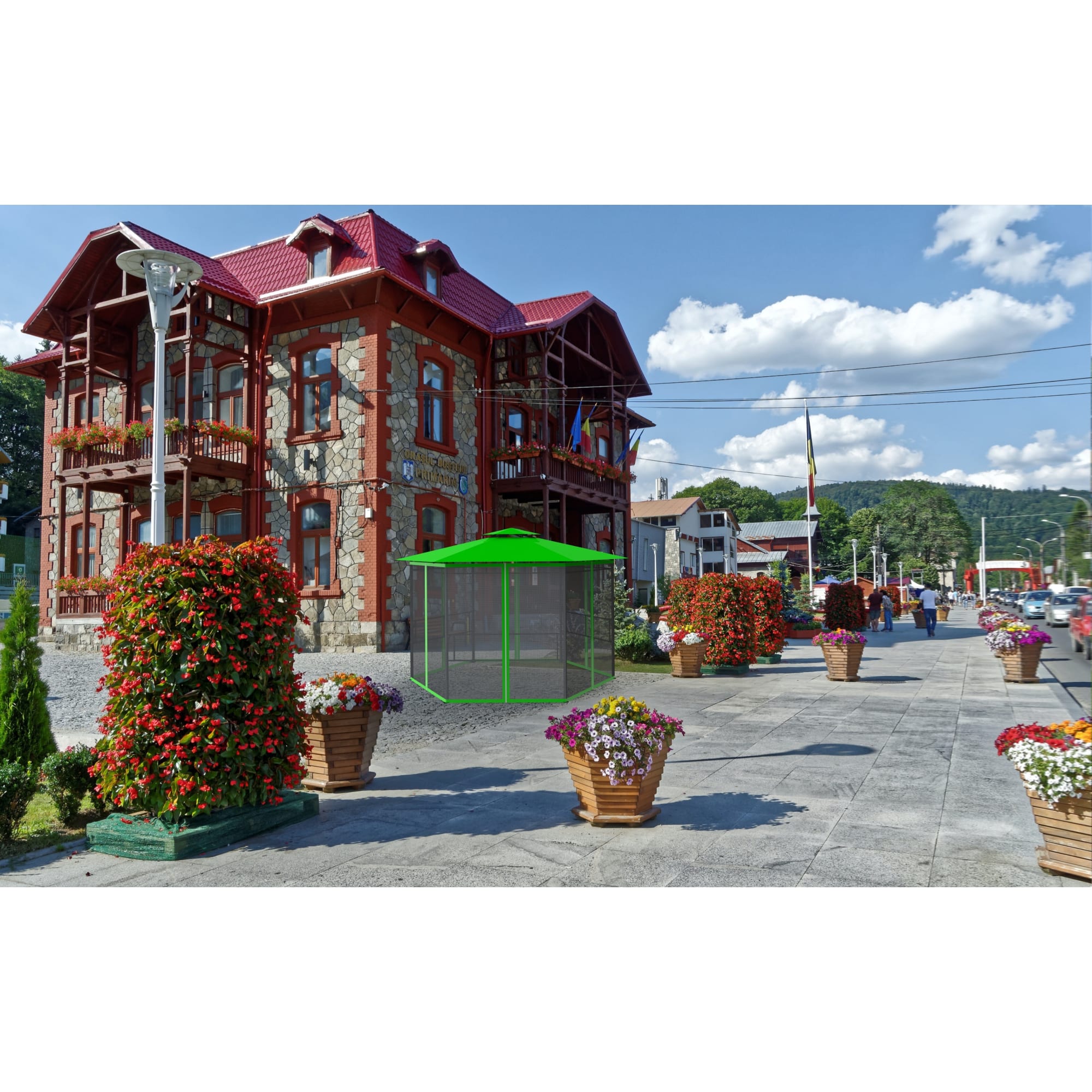 82697254 Шатер садовый с антимоскитной сеткой Отдых 4x4x2.59 м сталь зеленый (без штор) Santreyd  - Вид №4