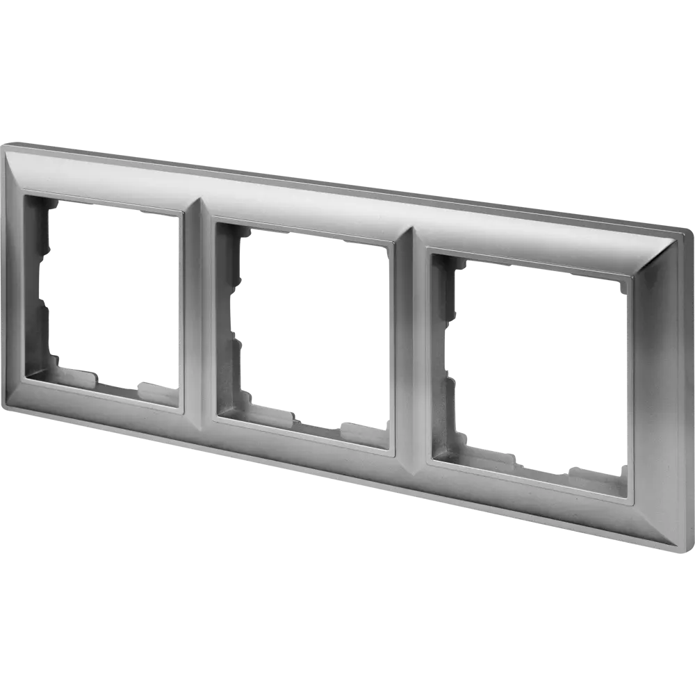 Рамка для розеток и выключателей Werkel Fiore 3 поста, цвет серебряный STLM-2105084 - Вид №1
