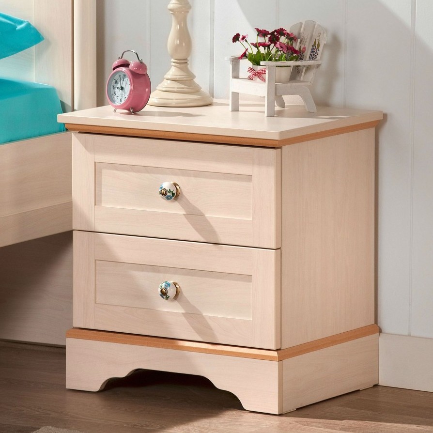 Прикроватная тумбочка с 2 ящиками беленый дуб Flora CILEK FLORA 00-3832586 Бежевый Santreyd - Вид №2
