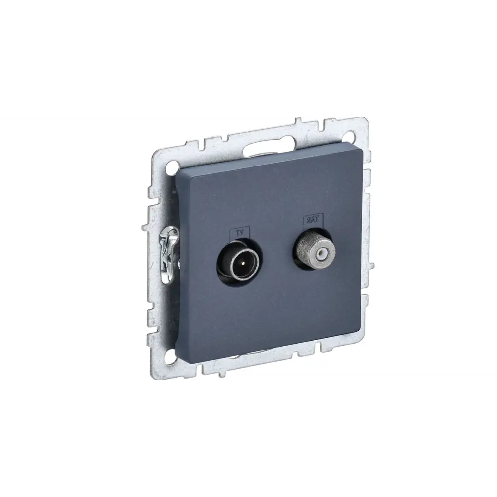 Розетка TV двойная встраиваемая IEK Brite РТВ/РСп12-БрМ цвет маренго 89361852 STLM-2090720