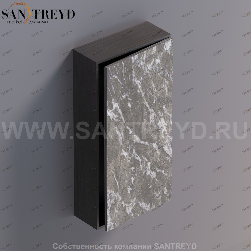 LIFT Модульный шкаф 80 см с правой дверью на доводчиках. Модули могут располагаться горизонтально и вертикально. Отделка: темный дуб и серый мрамор. AMOB052GCRWDX Agape