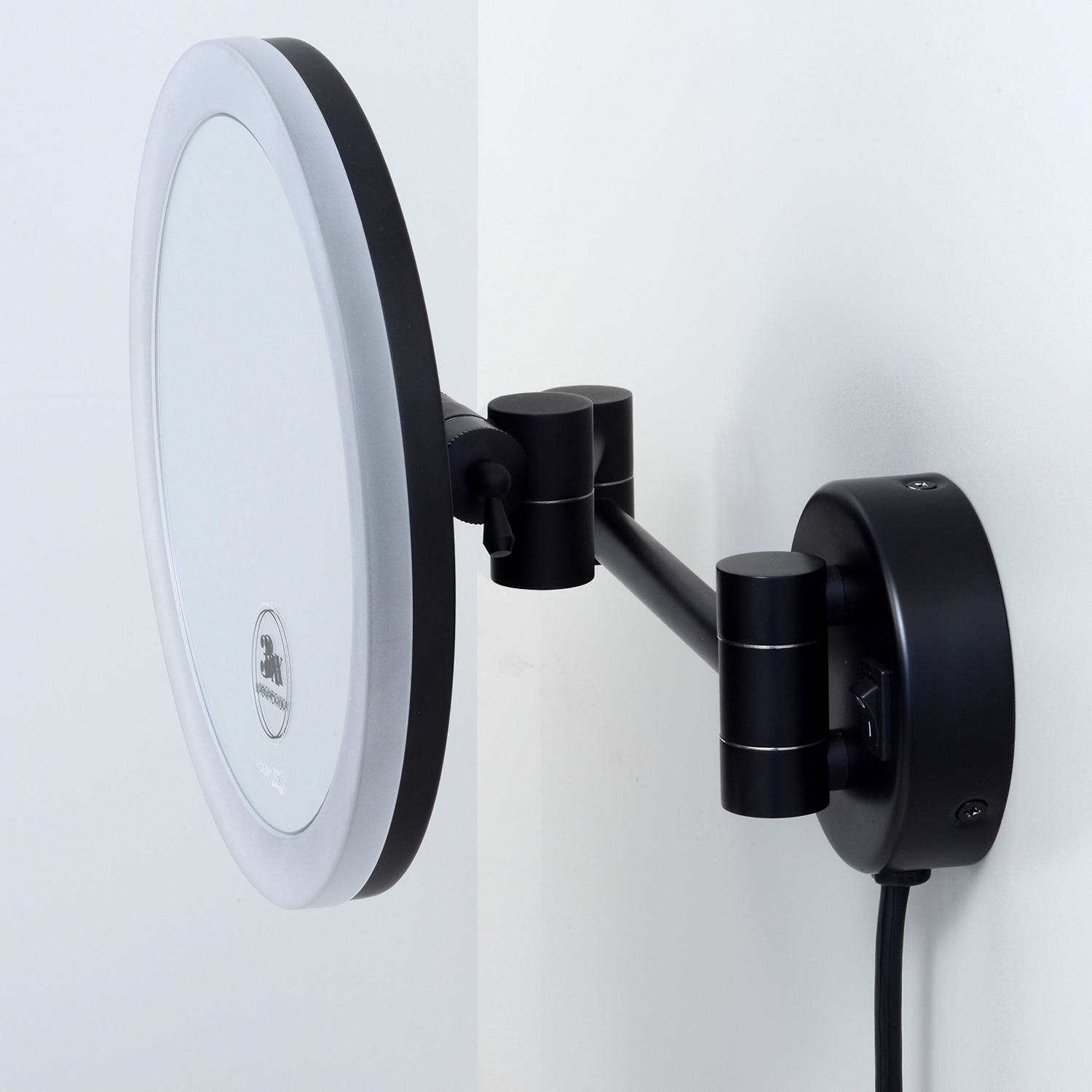 K-1004BLACK Зеркало с LED-подсветкой, 3-х кратным увеличением WasserKRAFT  - Вид №1