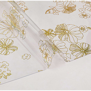 84573262 Скатерть « Цветы», прямоугольная, 80x120 см, цвет золотой Жидкое стекло