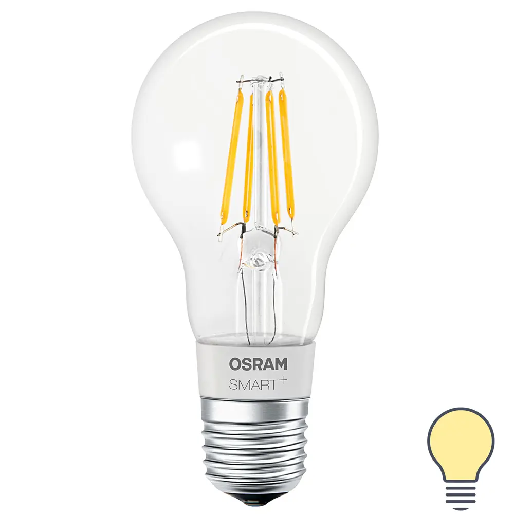 Лампа умная светодиодная Osram Smart Plus E27 220-240 В 5.5 Вт груша прозрачная 650 лм, теплый белый свет LEDVANCE STLM-2158857