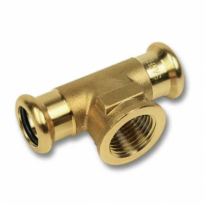 181302834 SANHA 8130G пресс-фитинг, бронза, тройник ВПр-ВР-ВПр 28x3/4x28 мм