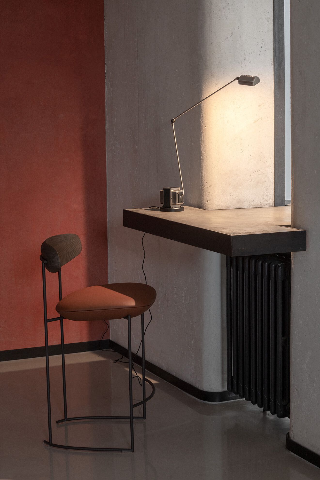 Высокий стул с металлическим каркасом и тканевым сиденьем Potocco Keel ARCH-00096124 - Вид №1