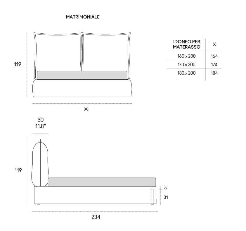 Мягкая и съемная двуспальная кровать Casamania & Horm Milos ARCH-00016110 - Вид №8