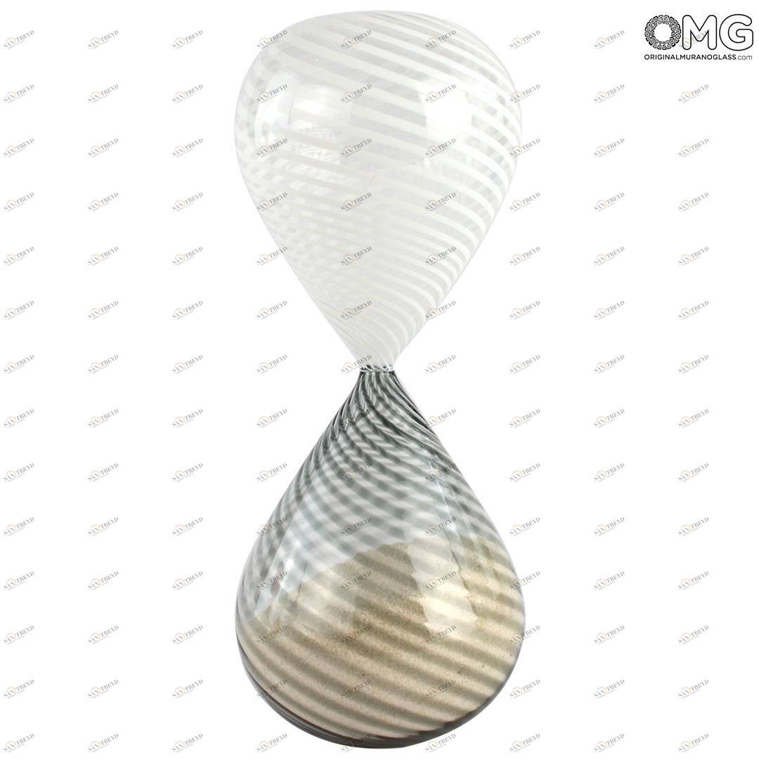 4437 ORIGINALMURANOGLASS Песочные часы - белые - муранское стекло OMG 9 см 