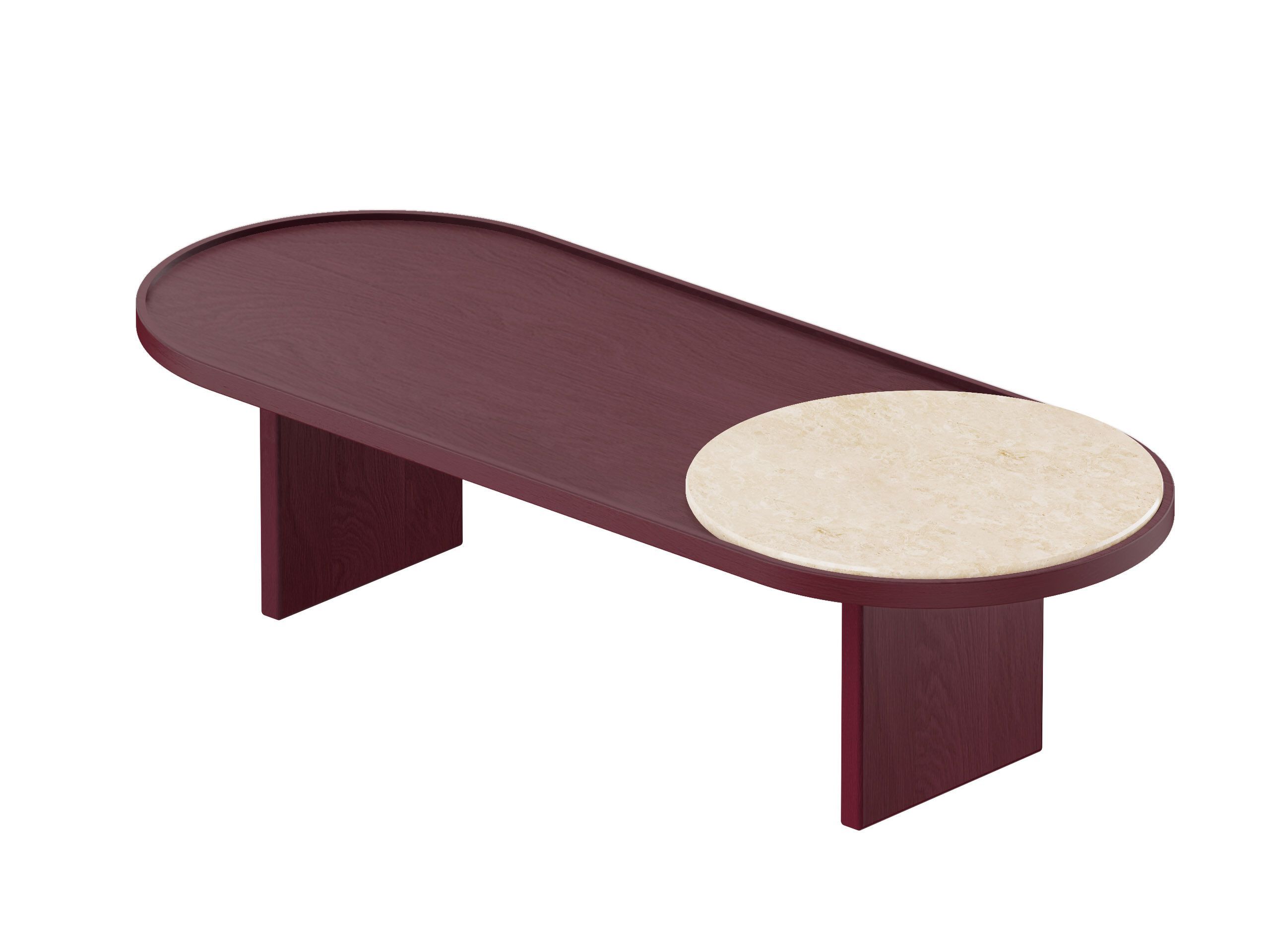 Овальный журнальный столик из дерева и травертина Noah Living Piet ARCH-00022093 - Вид №3