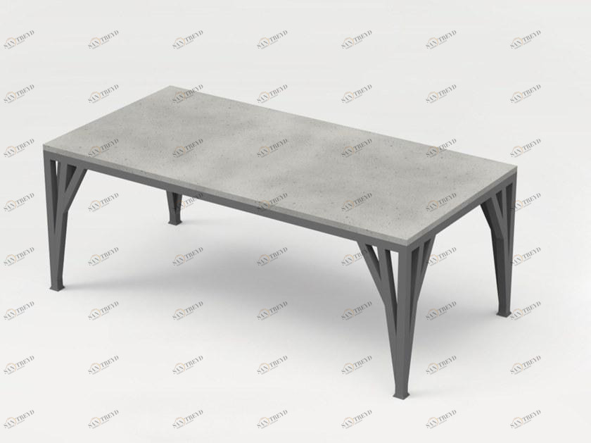 CO33 Прямоугольный бетонный стол со стальным основанием Tabula Blte1