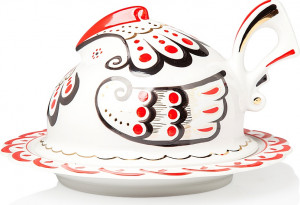 10621337 Мануфактуры Гарднеръ в Вербилках Масленка "Курочка Ряба" Фарфор, Керамика