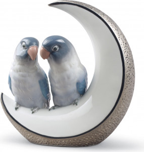 10669069 LLADRO Фигурка Lladro "Полетели на луну!" 16x15см, серебряный Фарфор