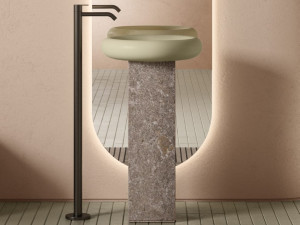 Круглая отдельно стоящая раковина из твердой поверхности