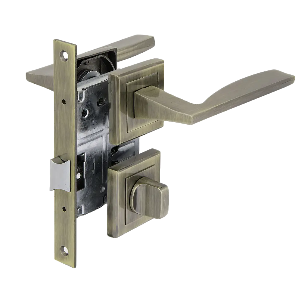 Комплект дверных ручек 21L 170 BK AB, с запиранием, цвет античная бронза PALLADIUM STLM-2207566