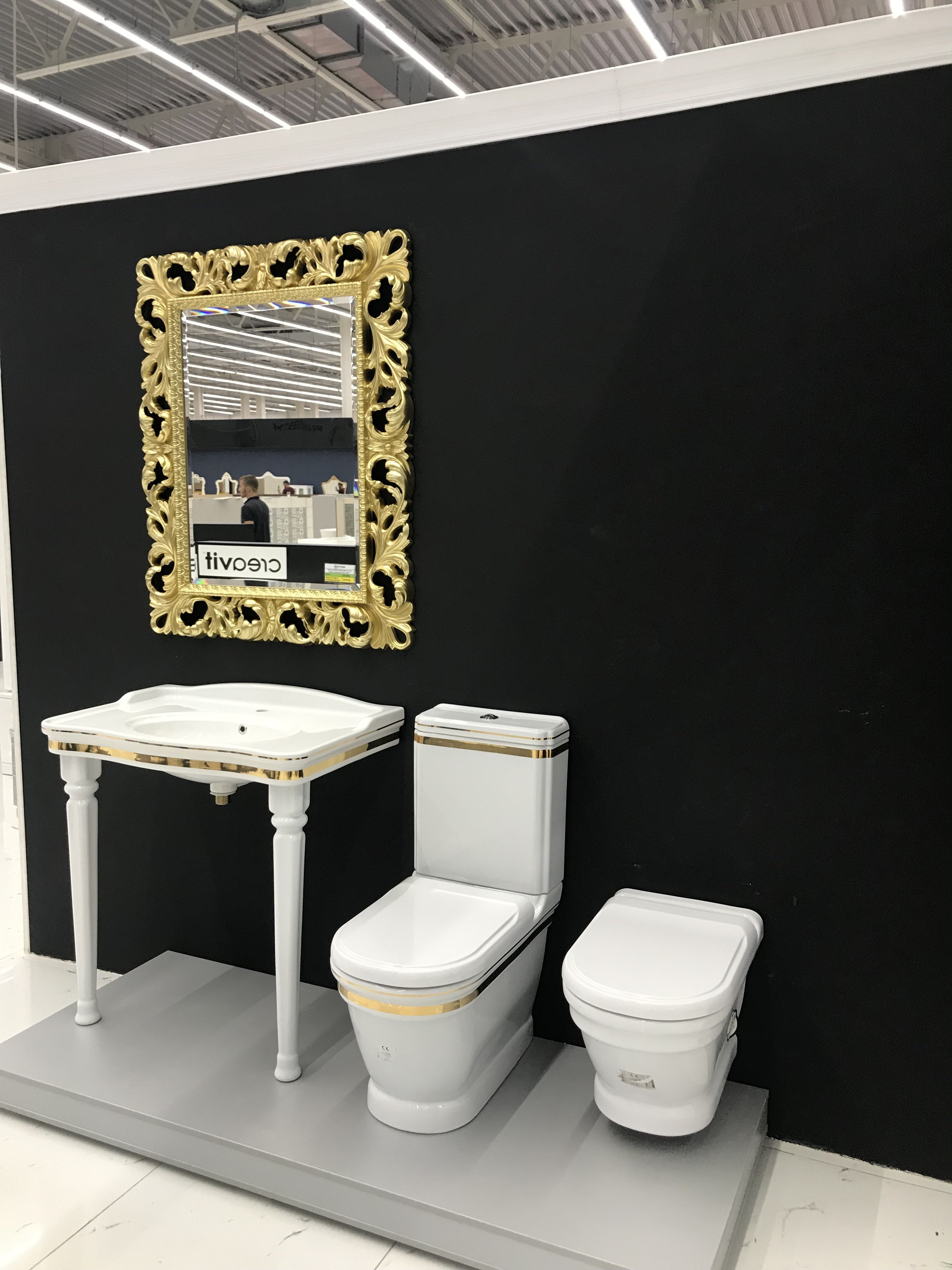 AN360-00CB00E-AD00 ANTIK Унитаз напольный с биде ДЕКОР ЗОЛОТО Creavit Antik  - Вид №1