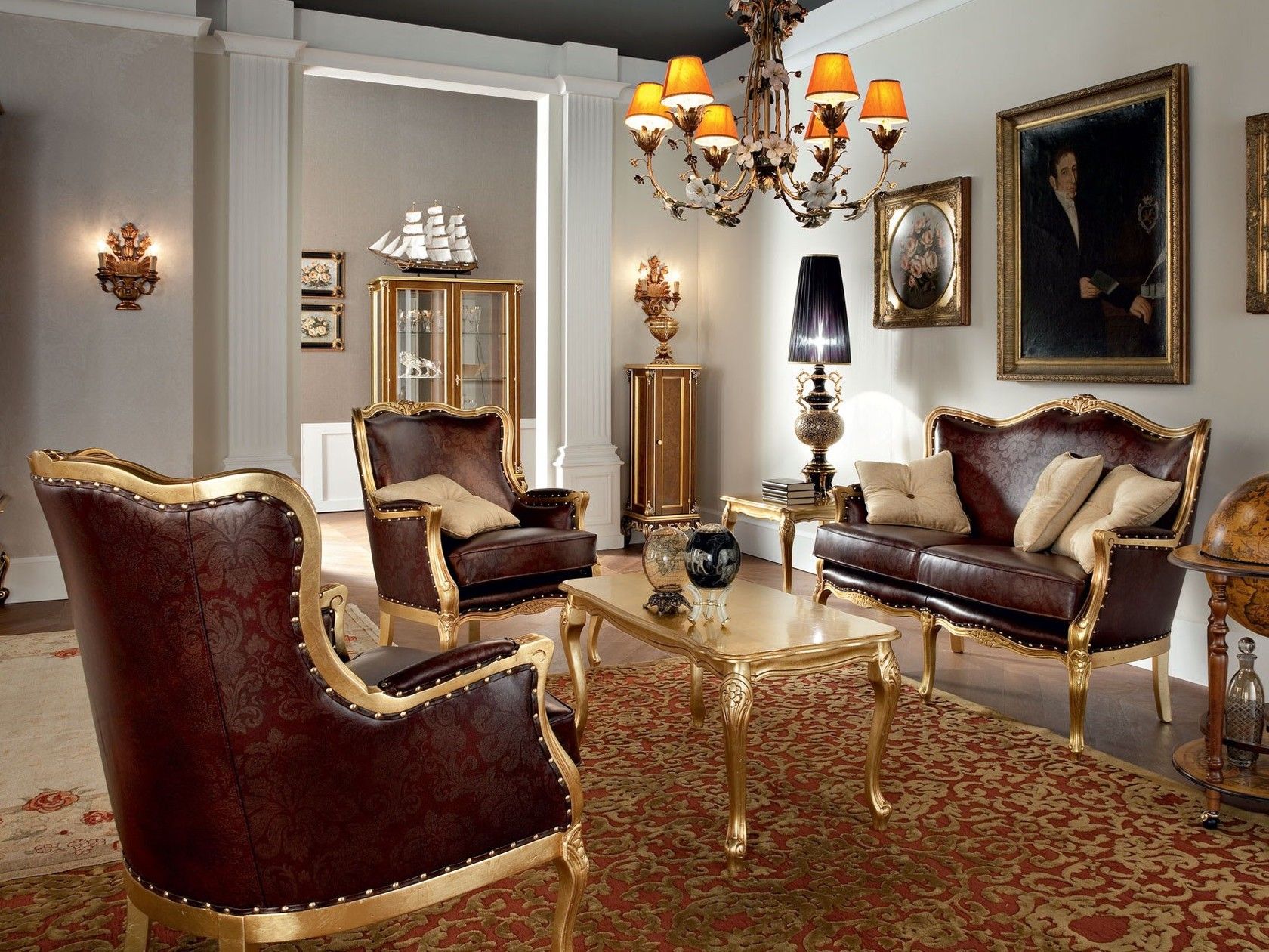 Кожаное кресло с подлокотниками Modenese Luxury Interiors Casanova ARCH-00136213 - Вид №1