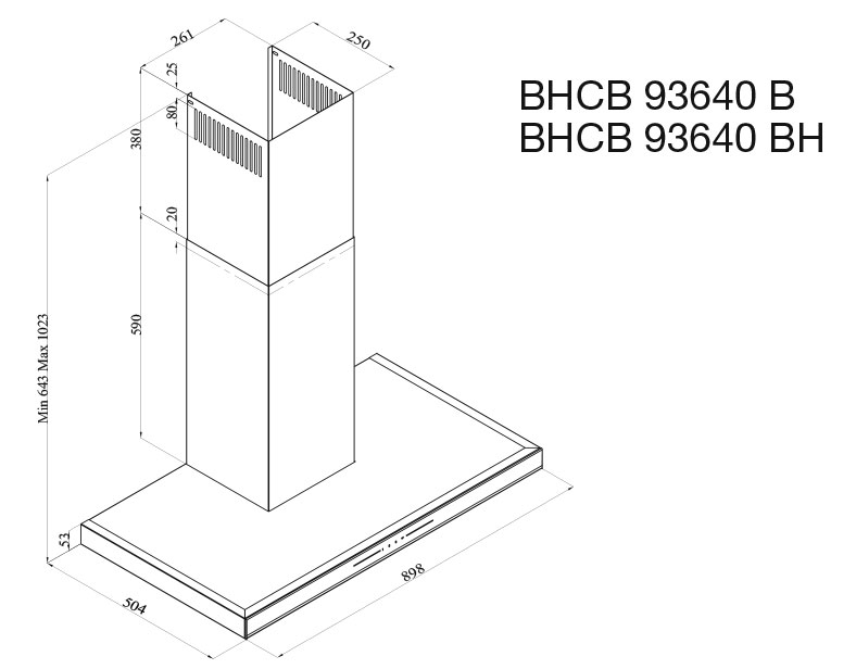 5323317 Вытяжка каминная Beko BHCB93640BH черный/черный STDN-0030861 - Вид №10