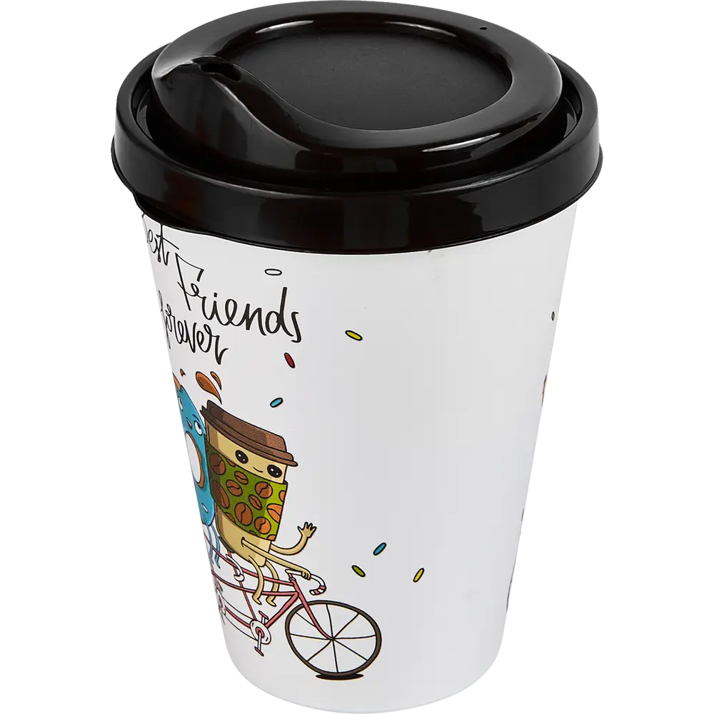 Стакан с крышкой Delinia Best Friends Forever 420 мл пластик цвет белый STLM-2195974 - Вид №2