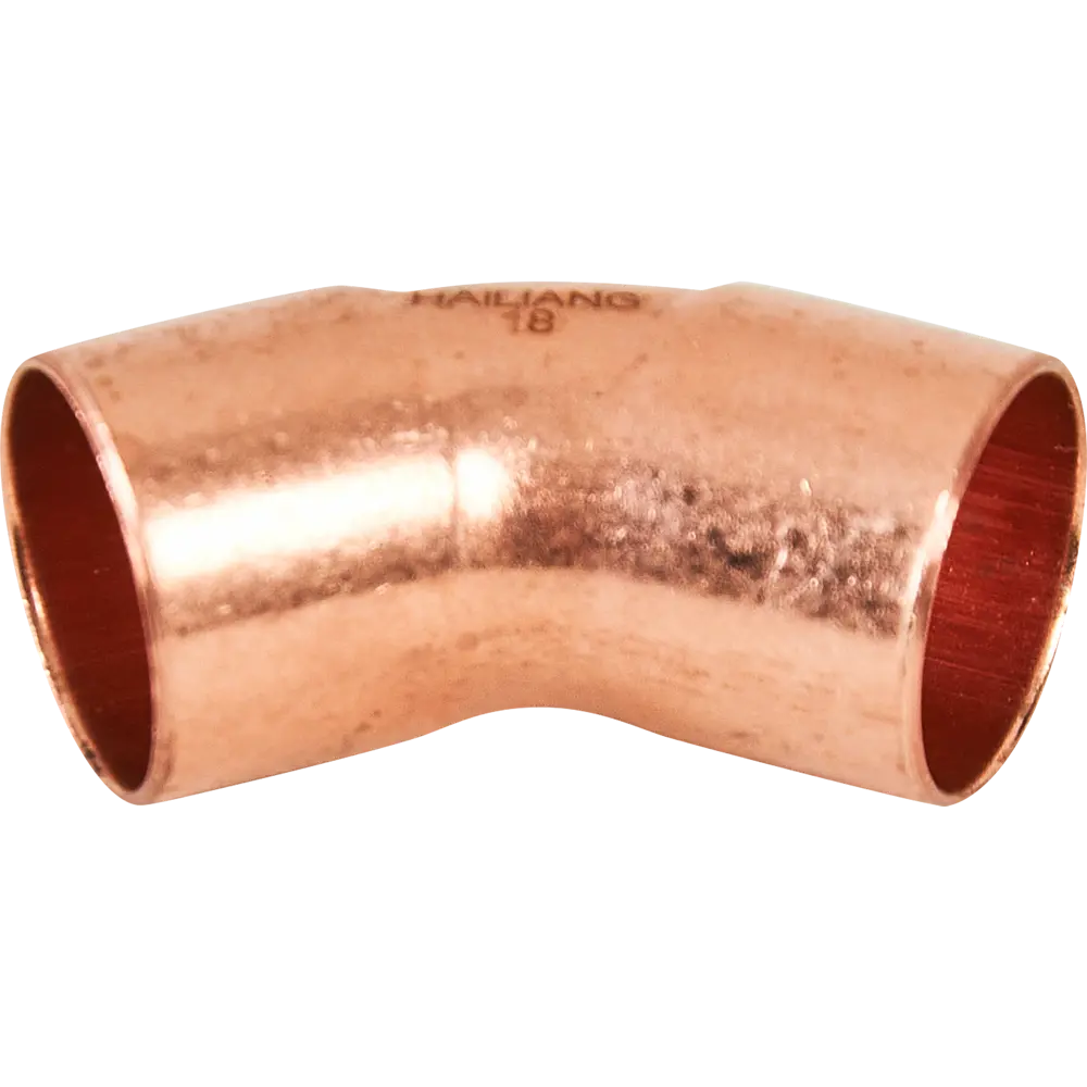 Угол двухраструбный Hailiang ø18/45° мм медь STLM-2100409
