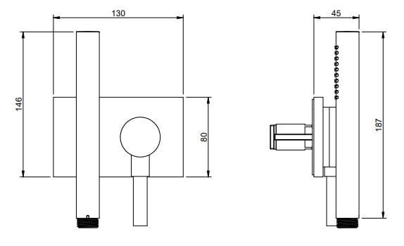 Латунный утопленный термостатический набор для душа с ручным душем Rubinetterie Treemme Watt ARCH-00141132 - Вид №2