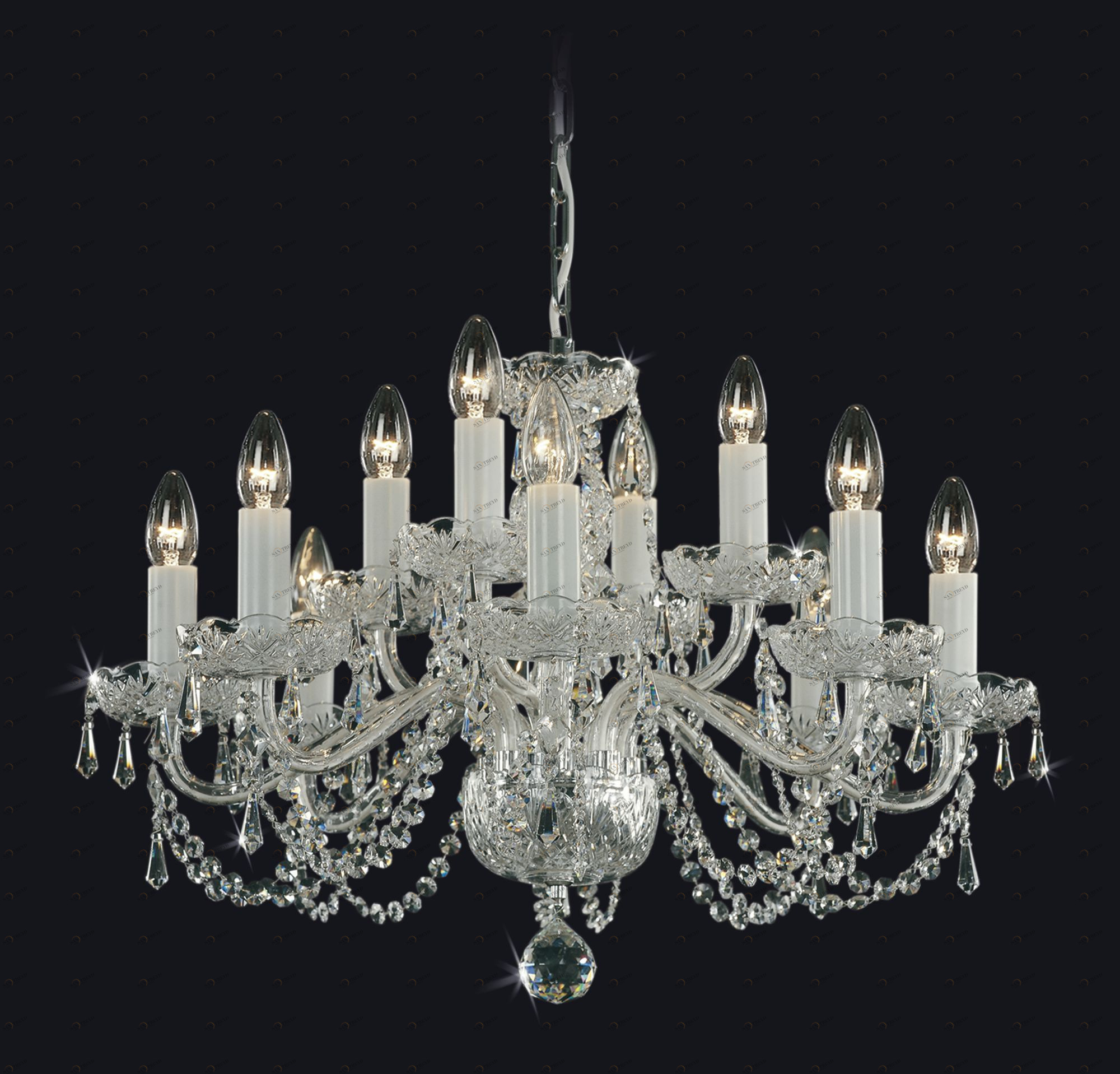 Traditional bathrooms Хрустальная люстра CHARLES 12 рожков из BOHEMIAN CUT CRYSTAL TB-KL-00-012 