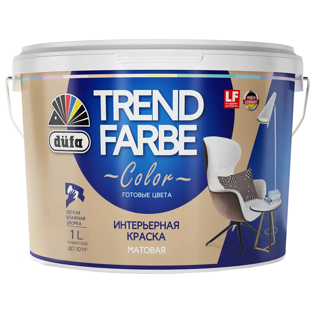 Краска для стен и потолков Trend Farbe цвет Очищенный миндаль 1 л Dufa STLM-2033212 - Вид №1
