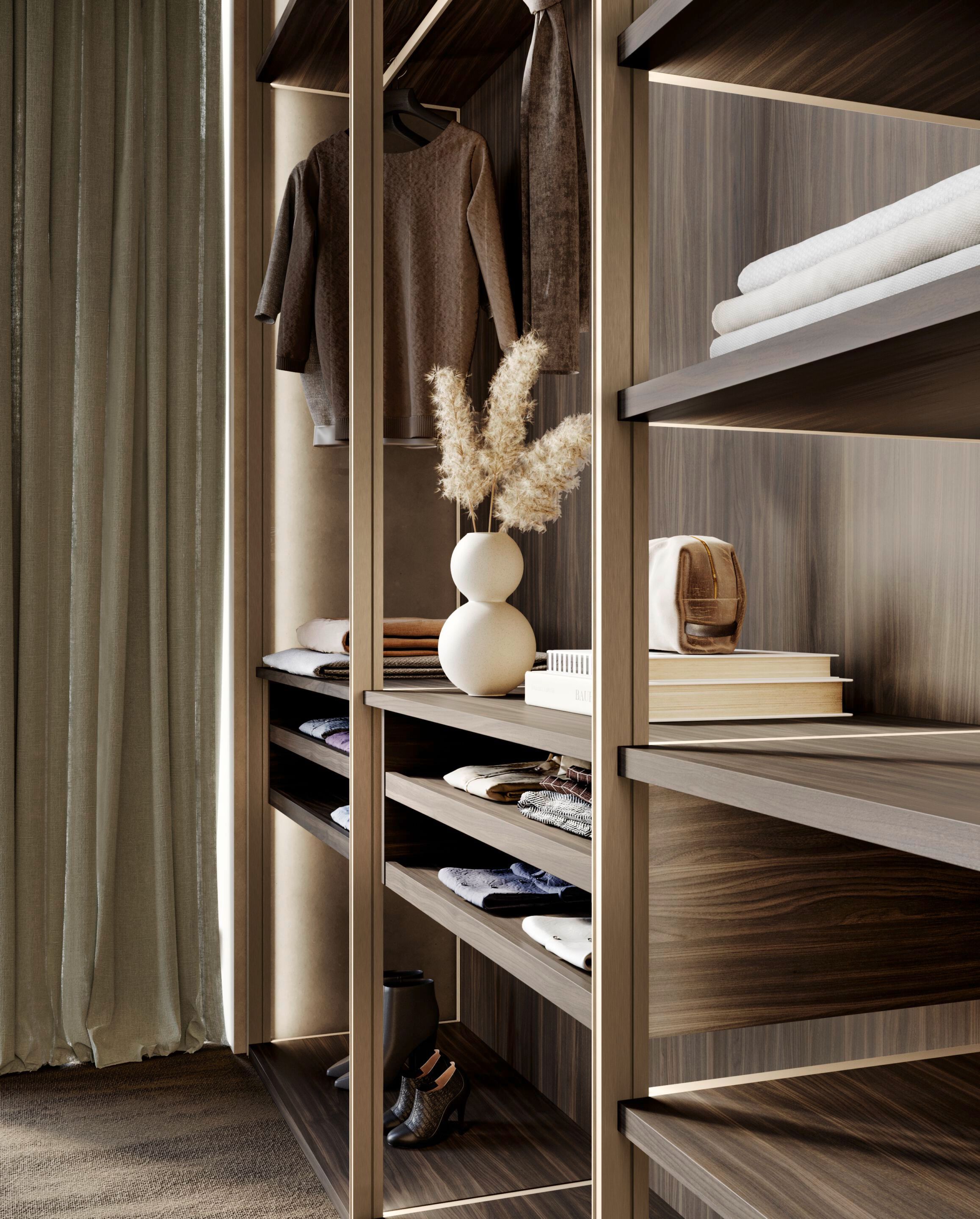 Деревянная секционная гардеробная со встроенным освещением Olivieri ARCH-00000831 - Вид №6