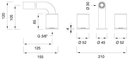 Ceadesign Смеситель на 3 отверстия с регулируемым изливом Up & down Udt 17 - Вид №1