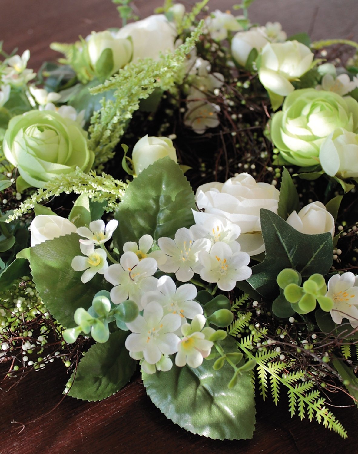 3162 778 a3 Искусственный венок 'Лютик-восковое растение', Ø 35 см, бежево-белый H-andreas  - Вид №1