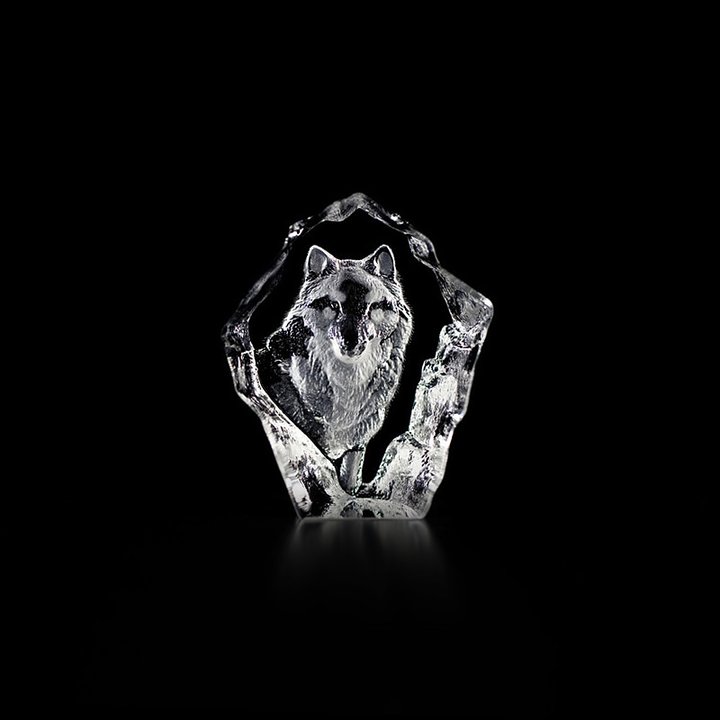 88128 Скульптура из прозрачного хрусталя "Волк", 50/65 мм. Maleras 