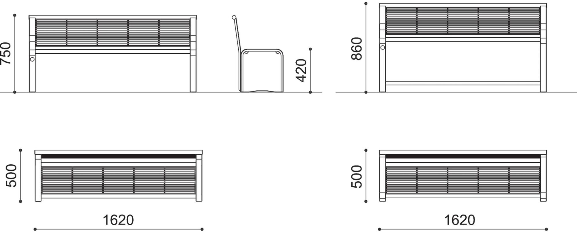 City Design Скамья из оцинкованной стали со спинкой Ethos Ethos, ethos senior - Вид №2