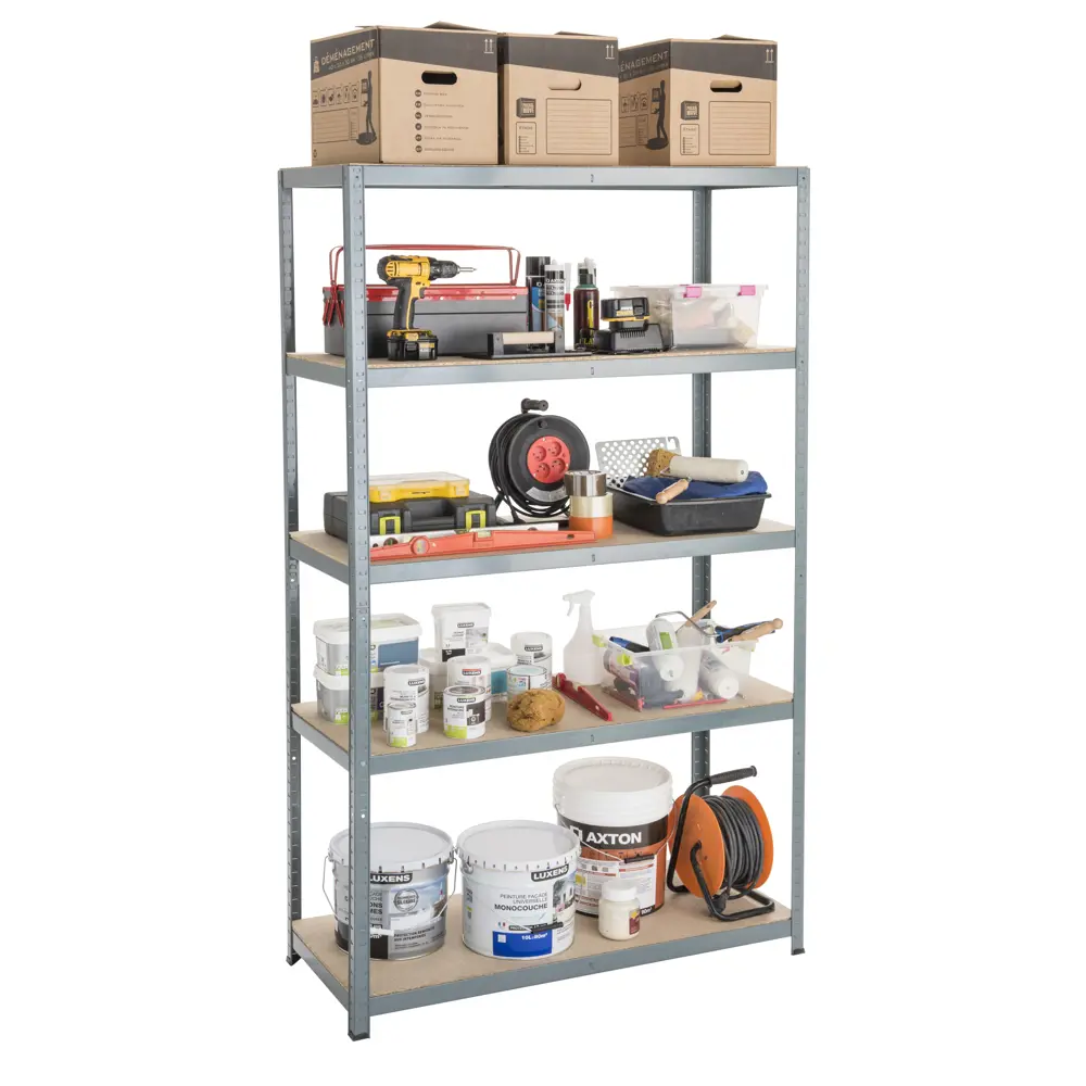 Стеллаж металлический Spaceo 120x196x50 см, 5 полок, цвет серый STLM-2148941