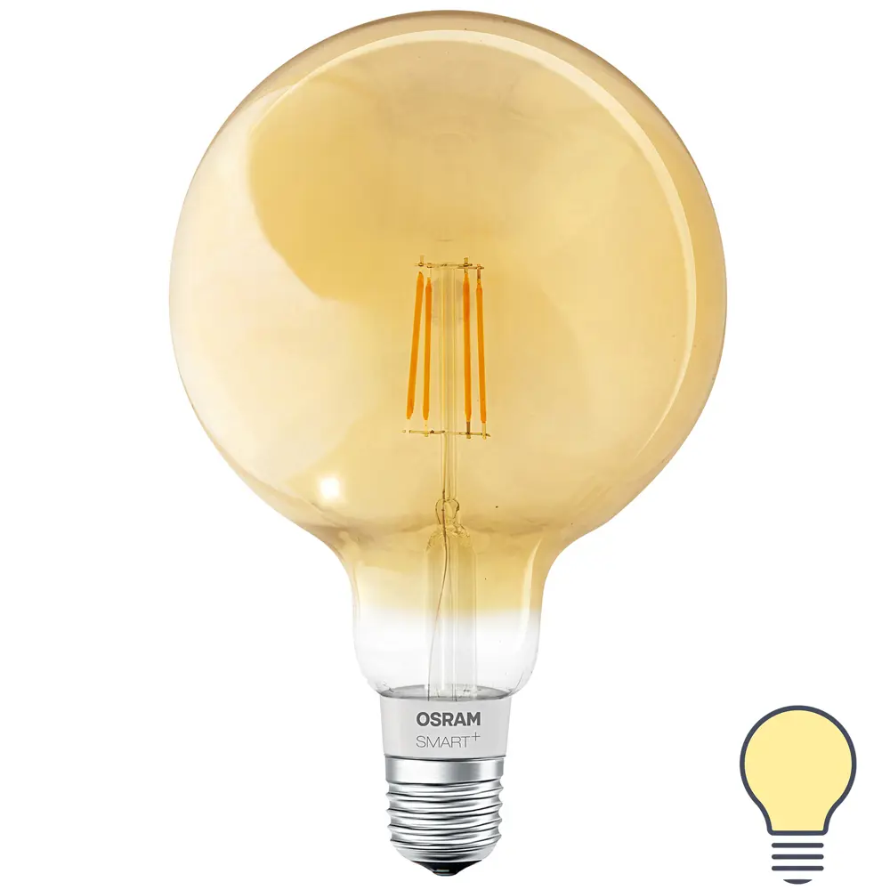 Лампа умная светодиодная Osram Smart Plus E27 220-240 В 5.5 Вт шар большой золотистая 600 лм, теплый белый свет LEDVANCE STLM-2046314