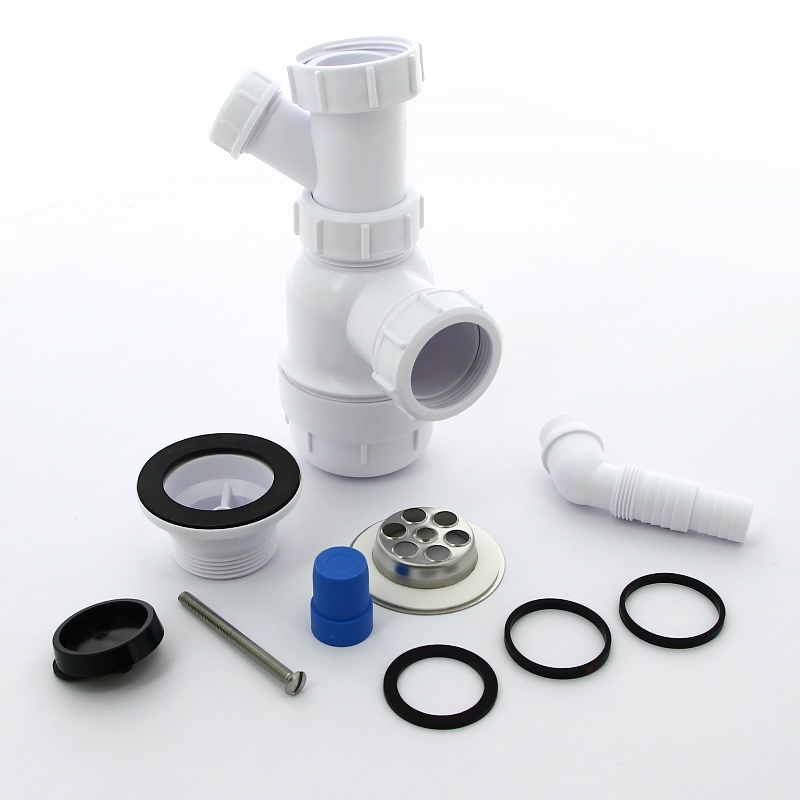 Сифон McAlpine бутылочный 1 1/2"х40 мм с выпуском 70 мм нерж. пробкой адапт. д/сл вых. компресс. D=40 мм MRSK3 - Вид №3